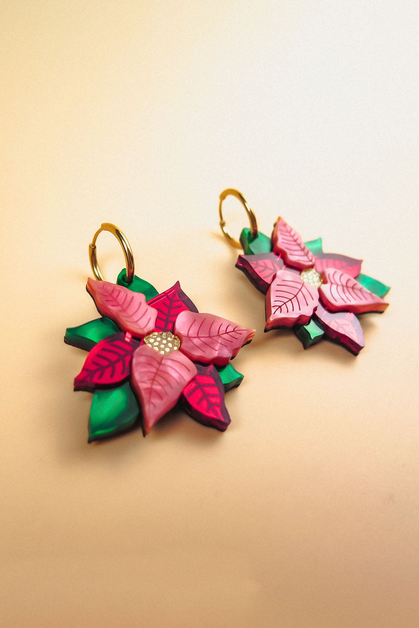 Poinsettia Statement Hoops - DORUZOVA